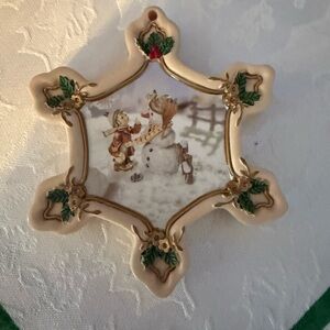 Hummel Holiday Snowflake Ornament with Snowman Scene